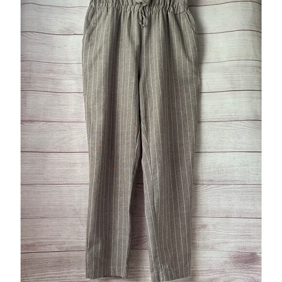 Ci Sono Linen Collection Gray White Striped Jumpsuit Tie String Waist Size XL - Picture 3 of 15